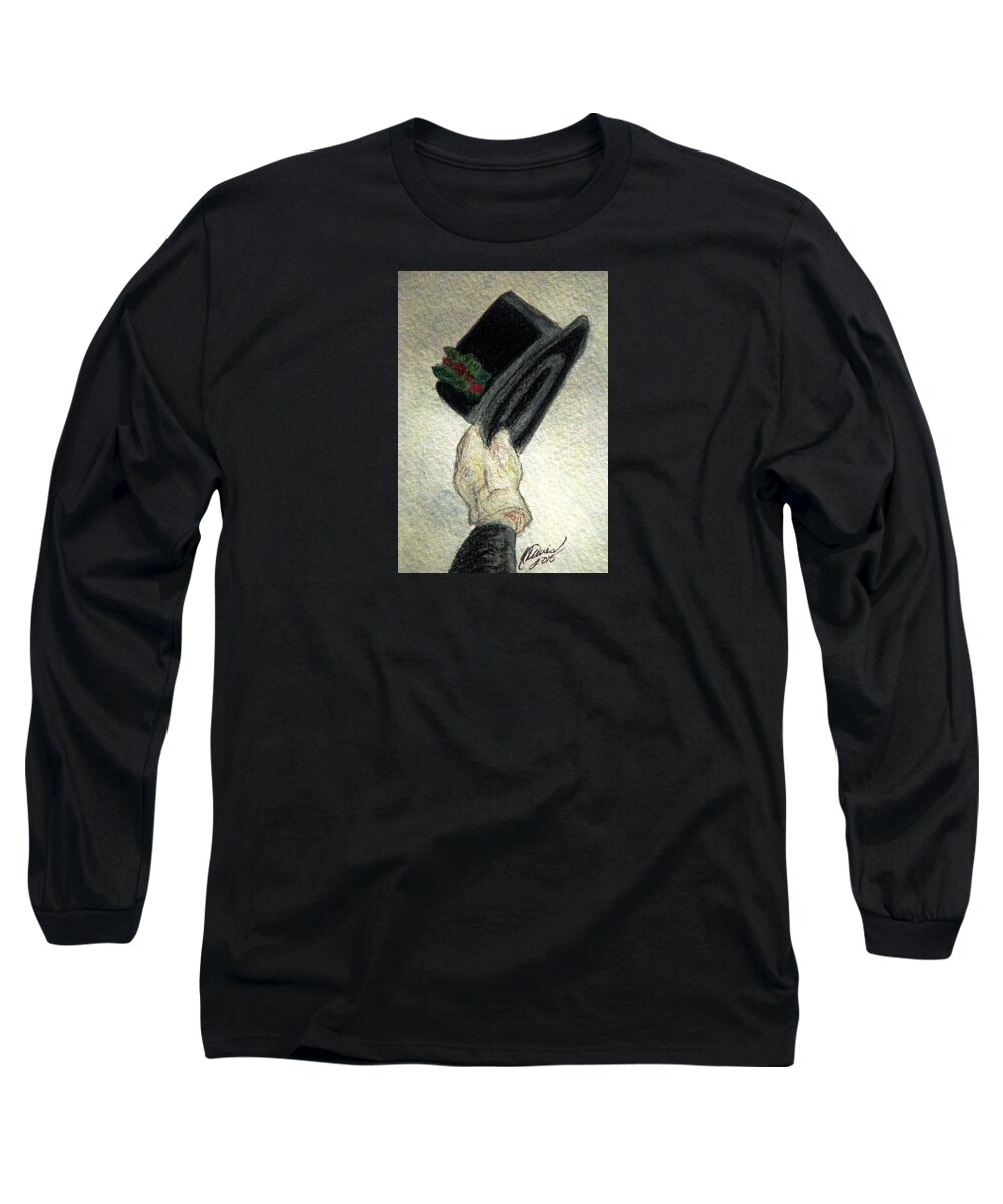 Top Hats Long Sleeve T-Shirt featuring the painting Hats Off To The Holidays by Angela Davies
