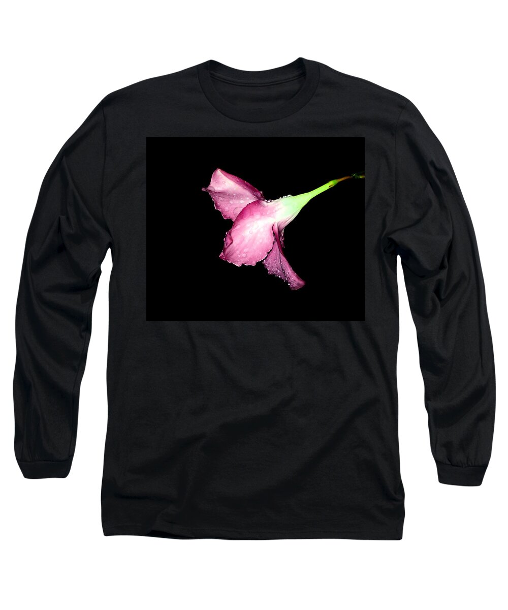 Landscape Long Sleeve T-Shirt featuring the photograph Hibiscus with Morning Dew by Morgan Carter