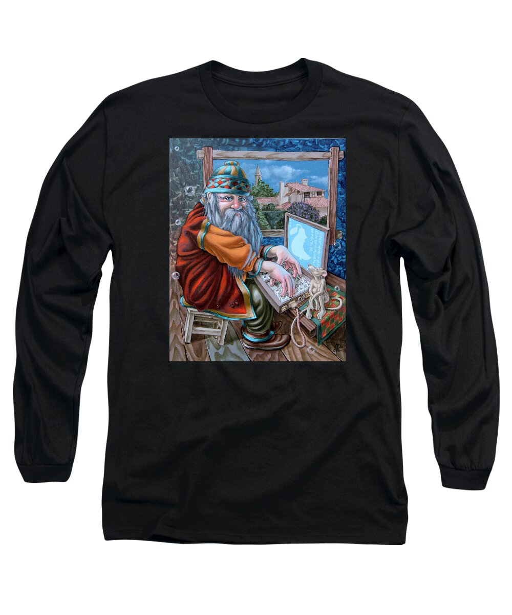 High-tech Long Sleeve T-Shirt featuring the painting High-tech by Victor Molev
