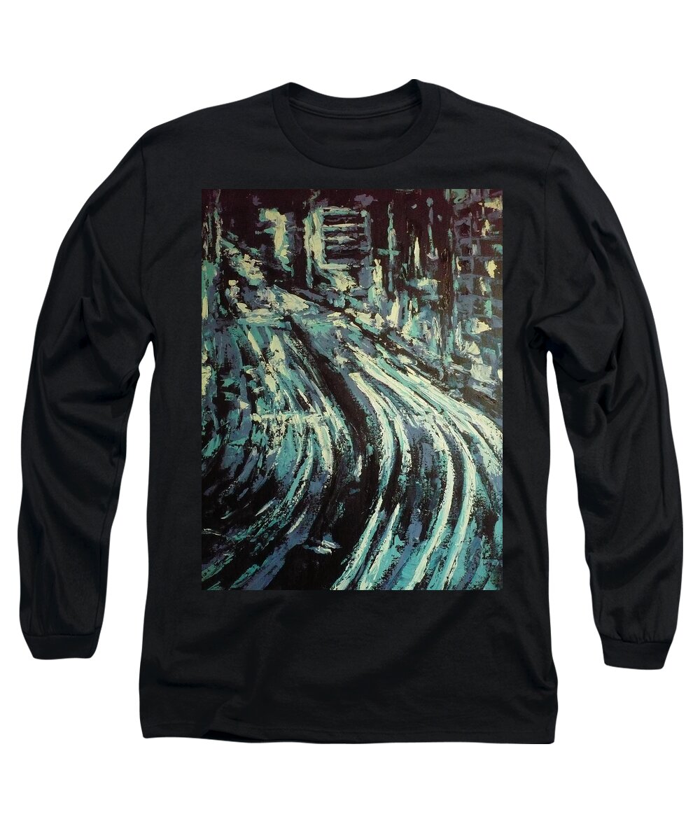 Highway Long Sleeve T-Shirt featuring the painting Highway highlighted by Ericka Herazo