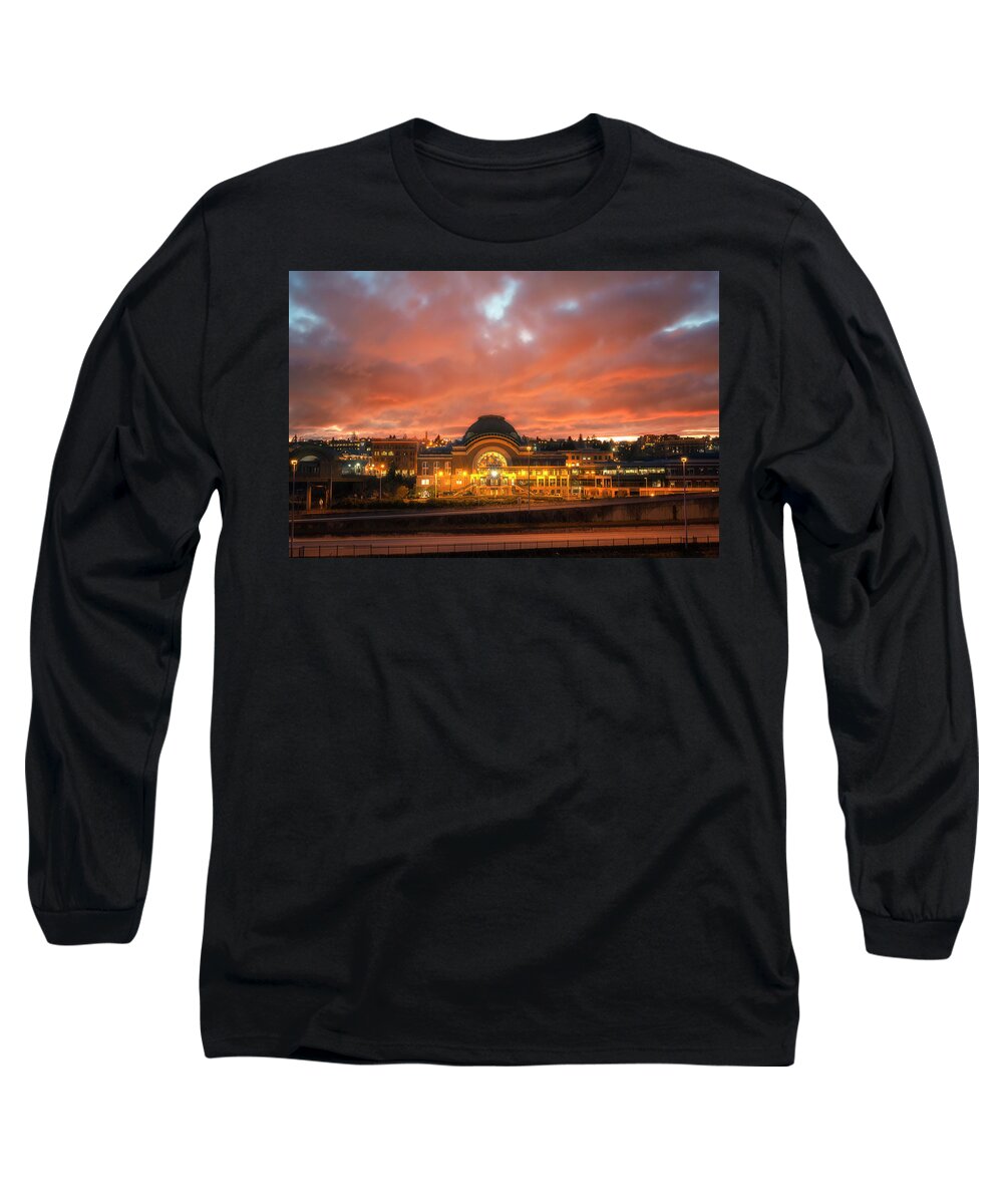 Tacoma Long Sleeve T-Shirt featuring the photograph History on Fire by Ryan Manuel