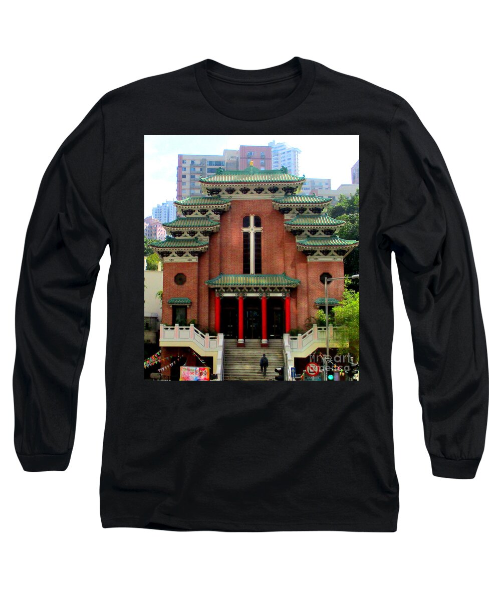 Hong Kong Long Sleeve T-Shirt featuring the photograph Hong Kong Temple by Randall Weidner