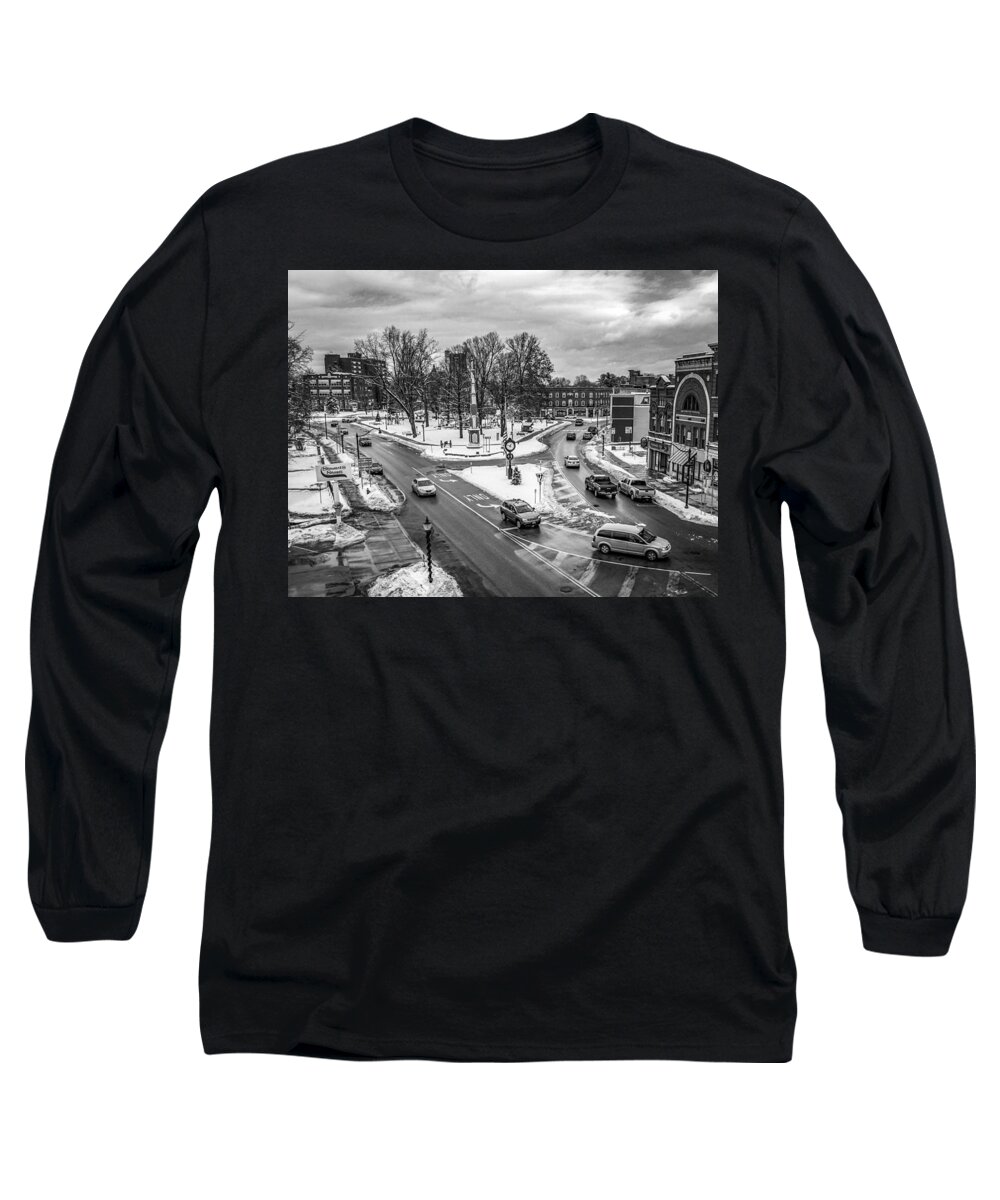  Long Sleeve T-Shirt featuring the photograph Hudson Falls Business District by Kendall McKernon