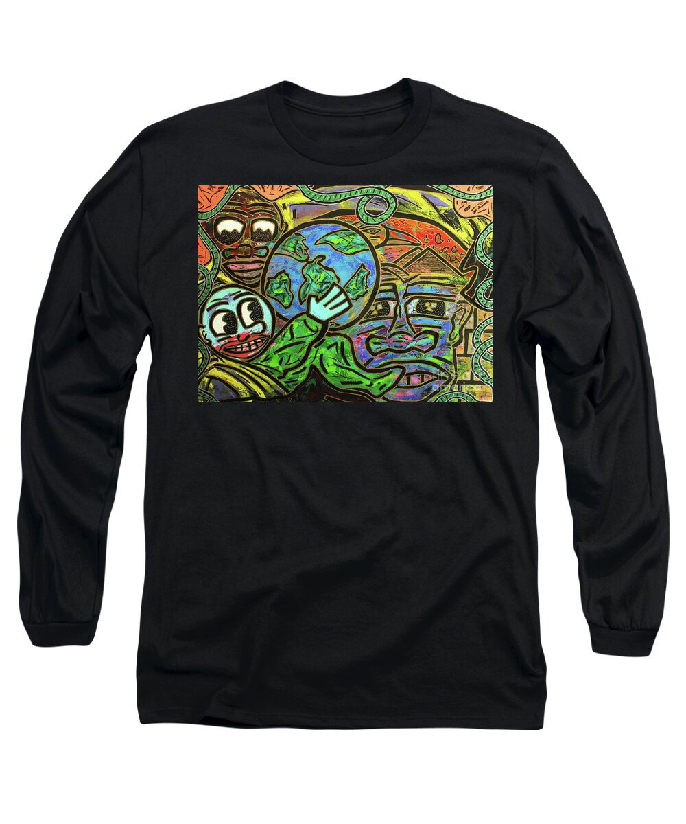 Acrylic Long Sleeve T-Shirt featuring the painting Ikembe's Dream by Odalo Wasikhongo