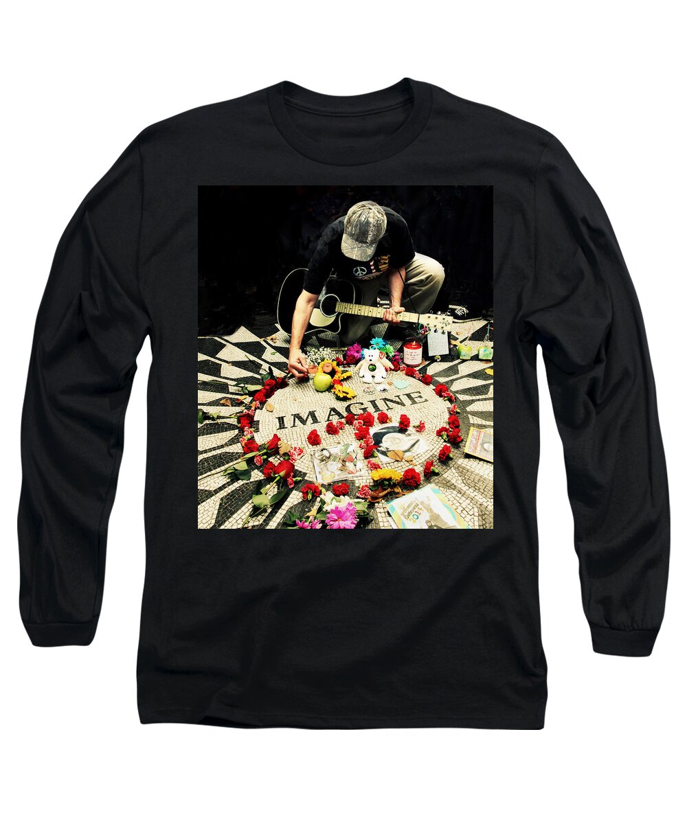 John Lennon Long Sleeve T-Shirt featuring the photograph Imagine by Jessica Jenney