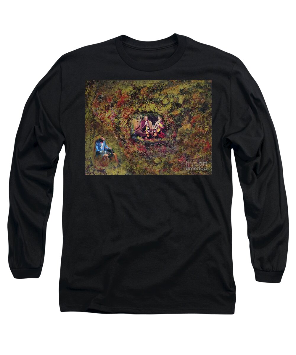 Google Images Long Sleeve T-Shirt featuring the mixed media In The Name of Music by Fei A