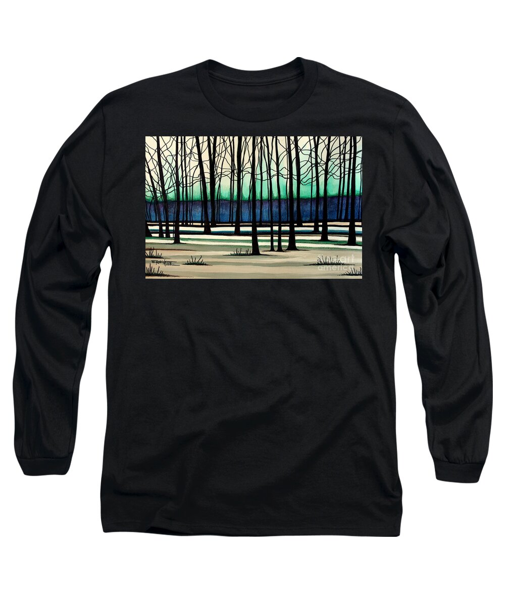 Landscape Long Sleeve T-Shirt featuring the painting Indigo by Elizabeth Robinette Tyndall