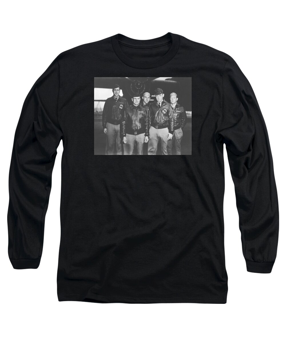 Doolittle Raid Long Sleeve T-Shirt featuring the photograph Jimmy Doolittle and His Crew by War Is Hell Store