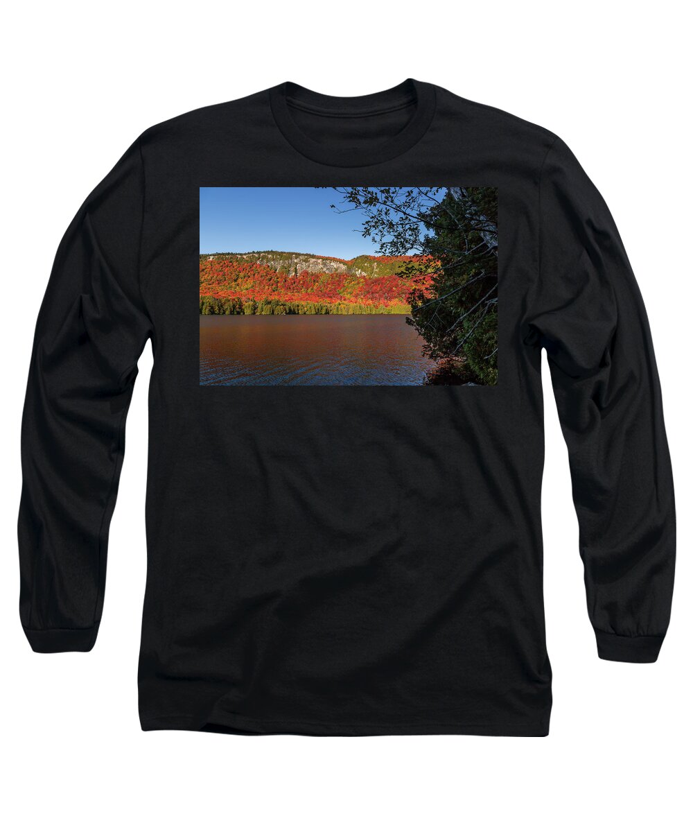Autumn Long Sleeve T-Shirt featuring the photograph Jobs Pond and Mountain Autumn by Tim Kirchoff