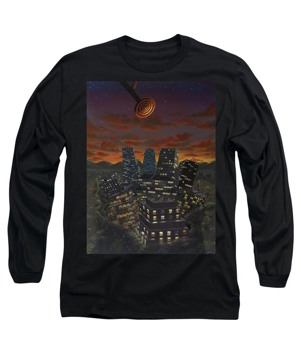 Landscape Long Sleeve T-Shirt featuring the painting Just add water by Jon Carroll Otterson