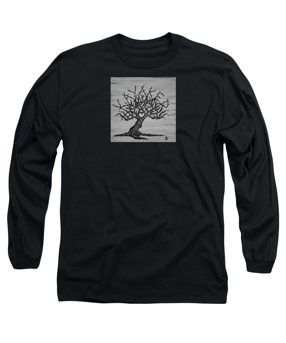 Kayak Long Sleeve T-Shirt featuring the drawing Kayaker Love Tree by Aaron Bombalicki