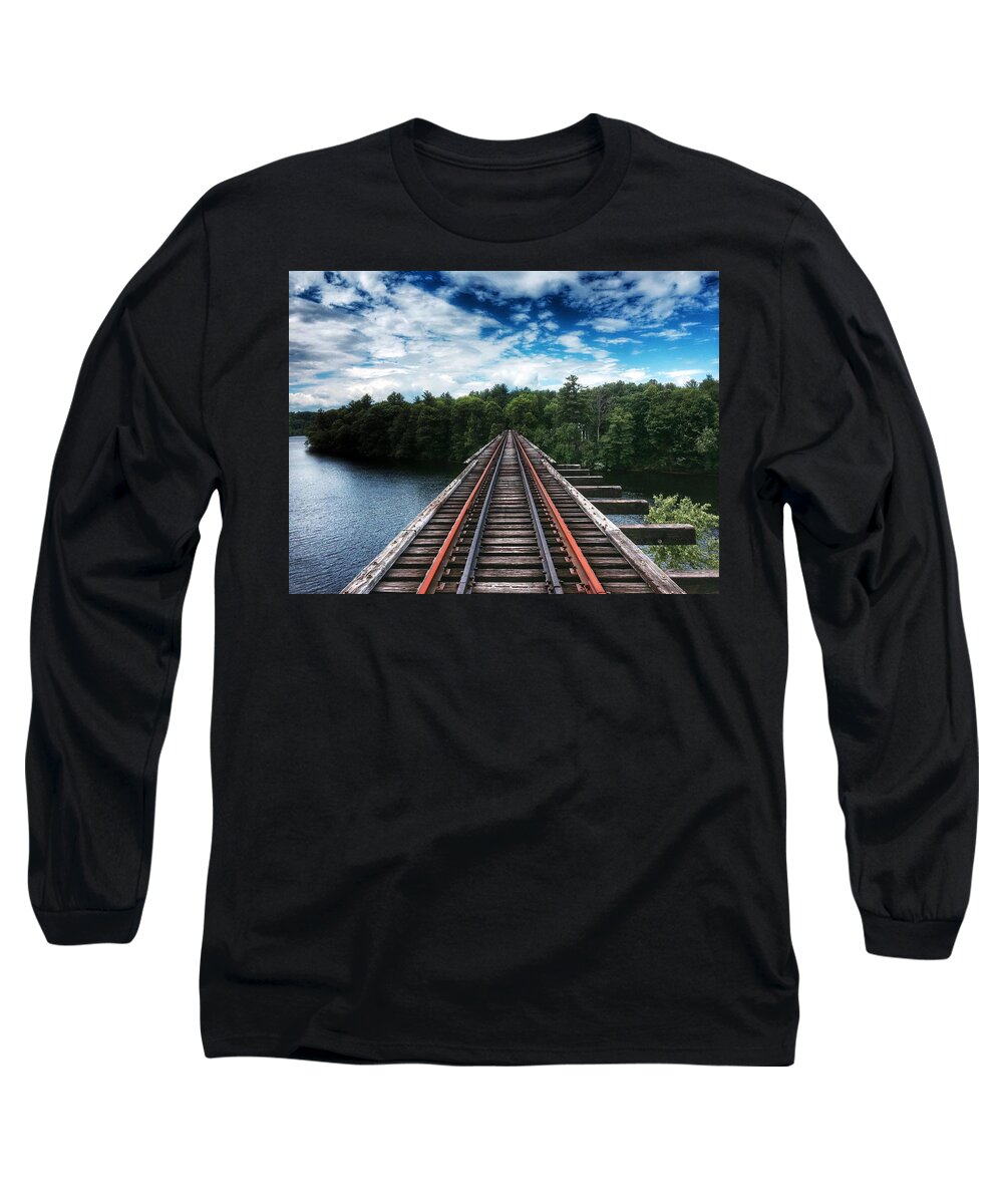 Trestle Long Sleeve T-Shirt featuring the photograph Kennebec River Trestle by Nick Heap