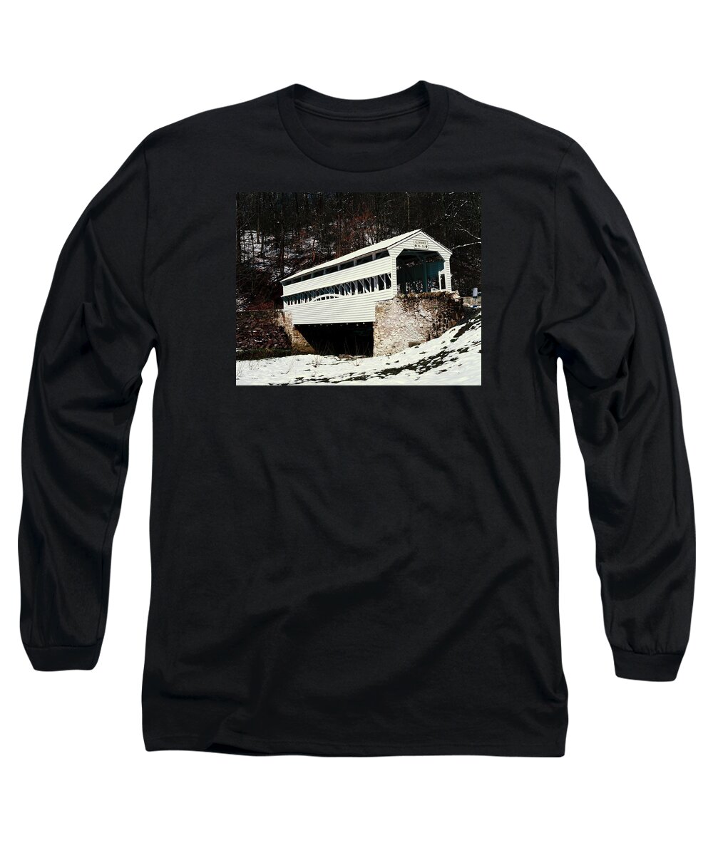 Knox Covered Bridge Long Sleeve T-Shirt featuring the photograph Knox Covered Bridge Historical Place by Sally Weigand