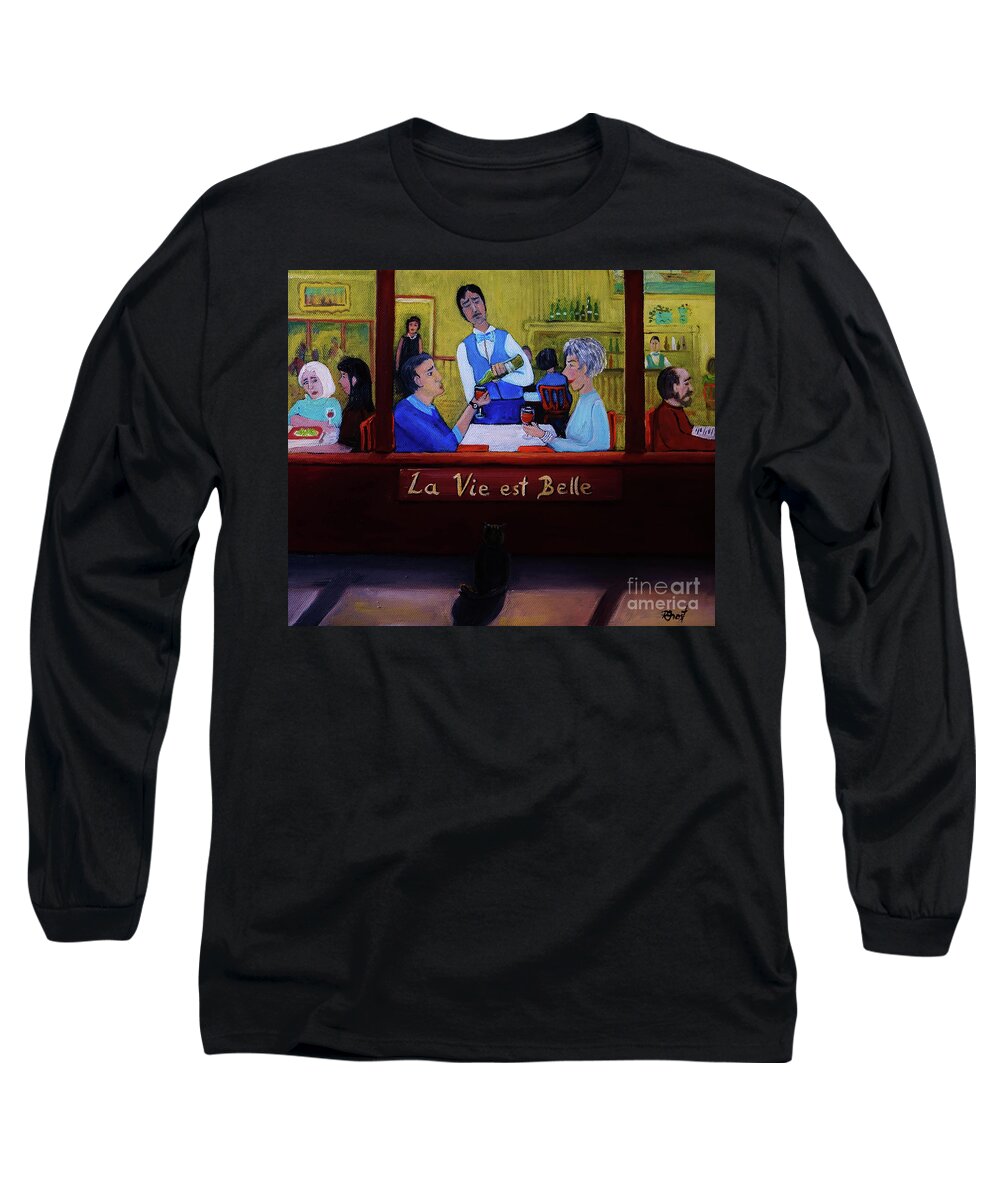 Montreal Long Sleeve T-Shirt featuring the painting La Vie est Belle by Reb Frost