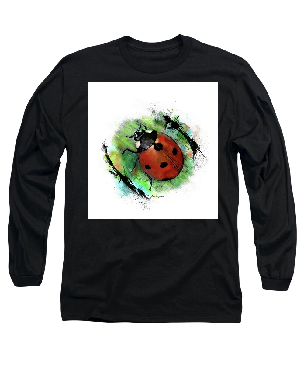 Insect Long Sleeve T-Shirt featuring the drawing Ladybug Drawing by John Dyess