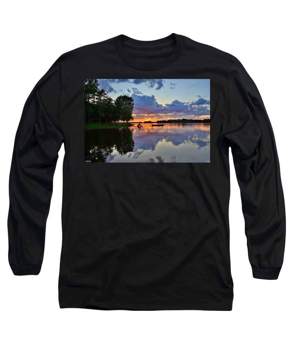 Lake Murray Sc Reflections Long Sleeve T-Shirt featuring the photograph Lake Murray SC Reflections by Lisa Wooten