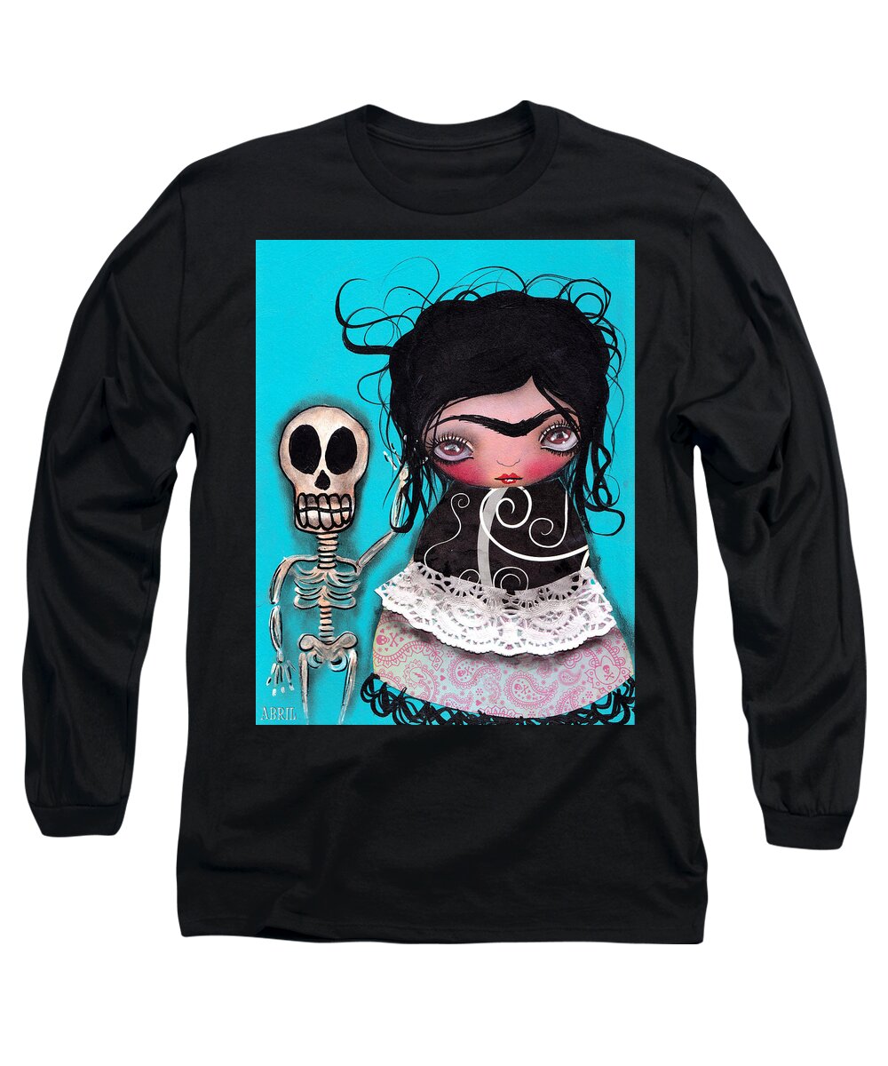 Frida Kahlo Long Sleeve T-Shirt featuring the painting Lets go Dancing by Abril Andrade