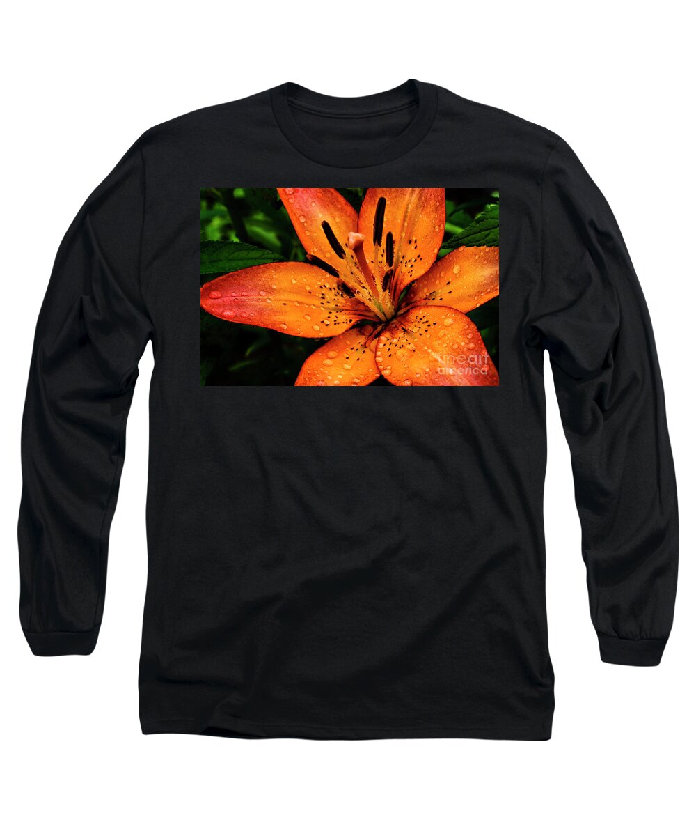 Lily Long Sleeve T-Shirt featuring the photograph Lily with Raindrops by Thomas R Fletcher
