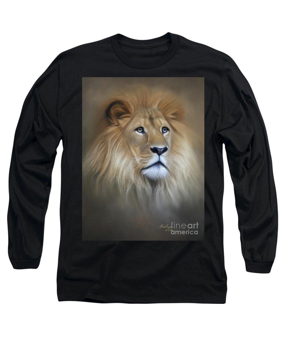 Digital Long Sleeve T-Shirt featuring the digital art Lion by Lena Auxier