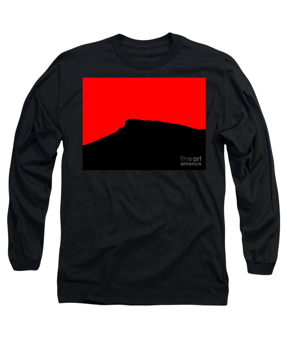 Mountain Abstract Red Black Long Sleeve T-Shirt featuring the painting Lookout Mountain Abstract by James and Donna Daugherty
