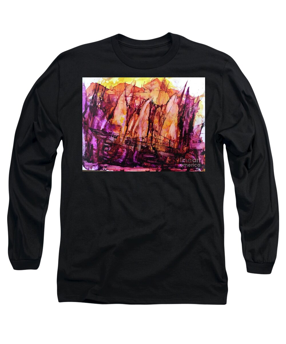 Lost Long Sleeve T-Shirt featuring the painting Lost by Patty Donoghue