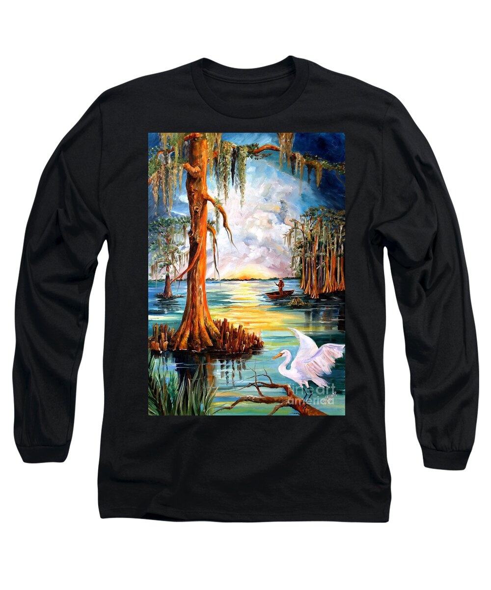 Louisiana Long Sleeve T-Shirt featuring the painting Louisiana Bayou by Diane Millsap