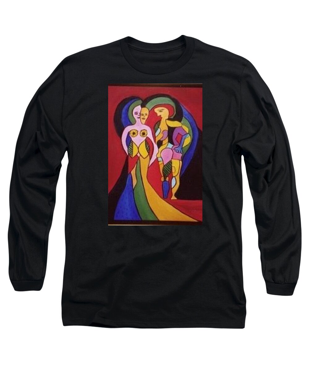 Women And Man In Harmony Of Love Long Sleeve T-Shirt featuring the painting Love by Renata Bosnjak
