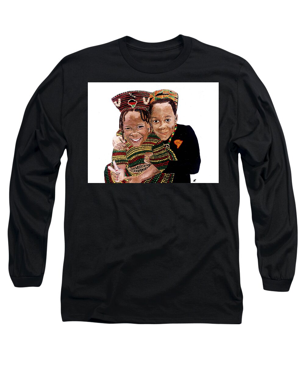 Children Long Sleeve T-Shirt featuring the painting Love You Sister Love You Brother by Lee McCormick
