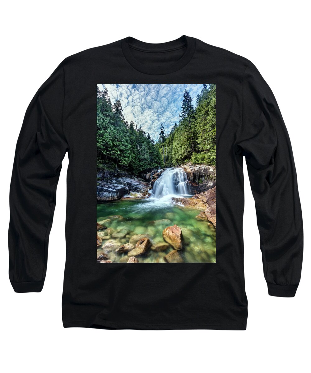 Waterfall Long Sleeve T-Shirt featuring the photograph Lower falls In Golden Ears Park by Pierre Leclerc Photography