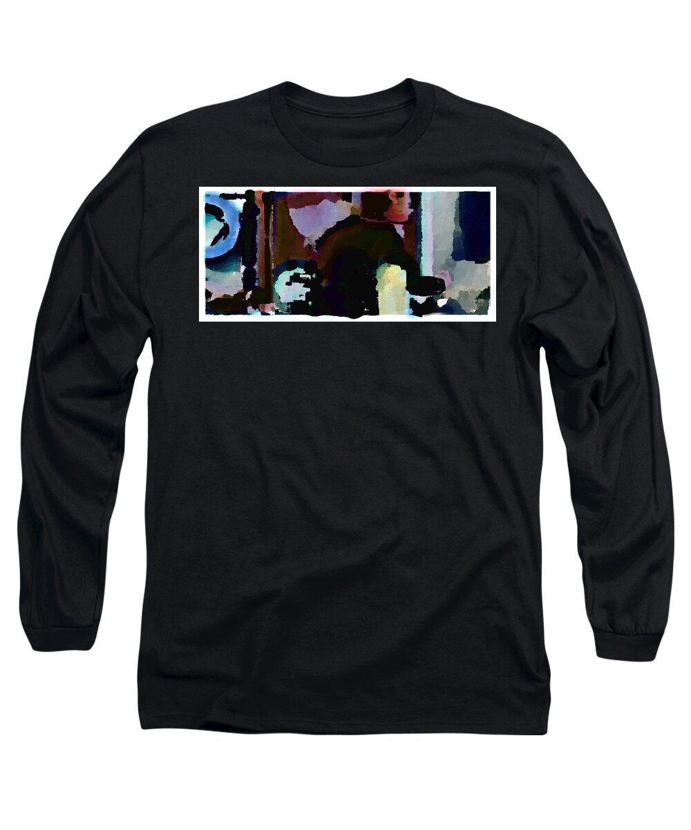 Abstract Expressionism Long Sleeve T-Shirt featuring the painting Lunch counter by Steve Karol