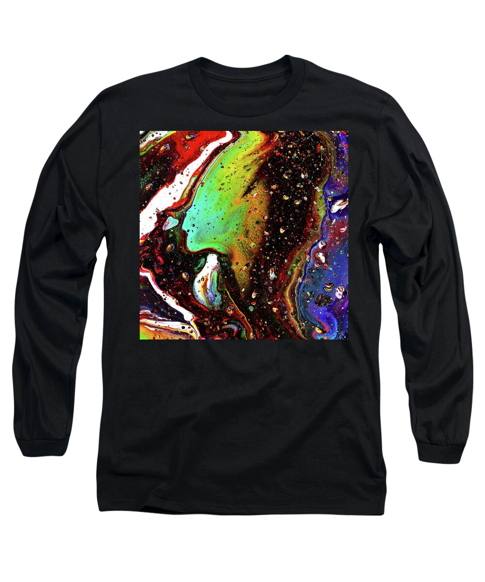 Abstract Long Sleeve T-Shirt featuring the painting Machine Head by Meghan Elizabeth