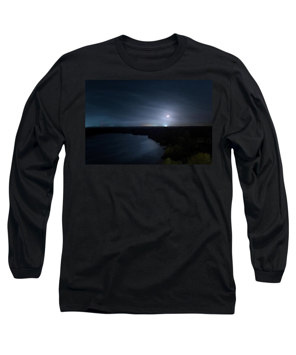Moon Long Sleeve T-Shirt featuring the photograph Magic Crescent by Mark Andrew Thomas