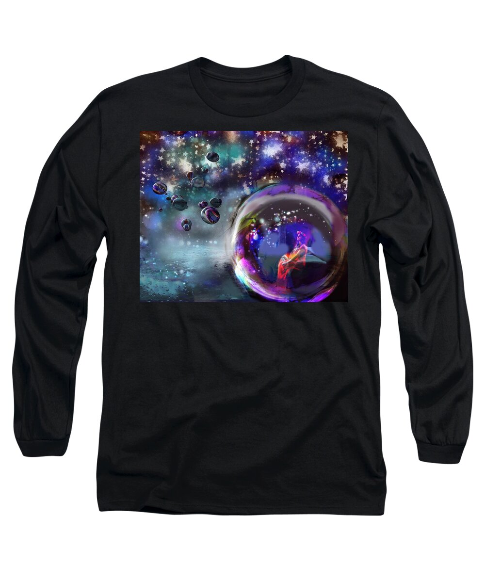 Orbs Long Sleeve T-Shirt featuring the digital art Magic Orbs by Serenity Studio Art