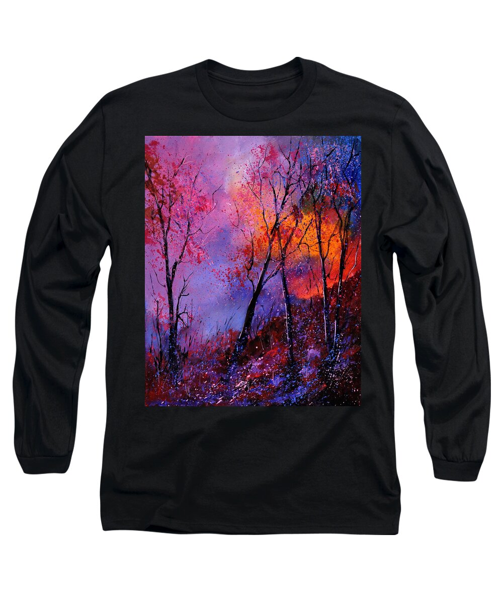Landscape Long Sleeve T-Shirt featuring the painting Magic trees by Pol Ledent