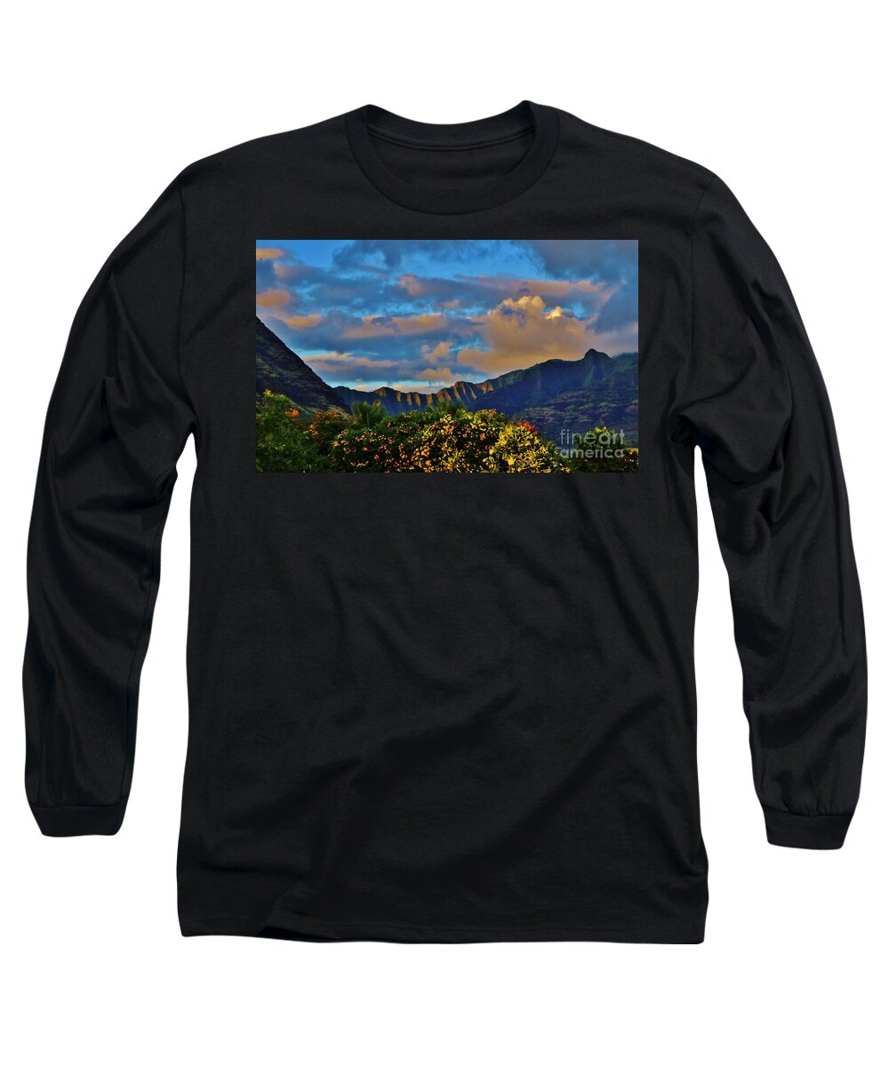 Makaha Long Sleeve T-Shirt featuring the photograph Makaha Sunset by Craig Wood