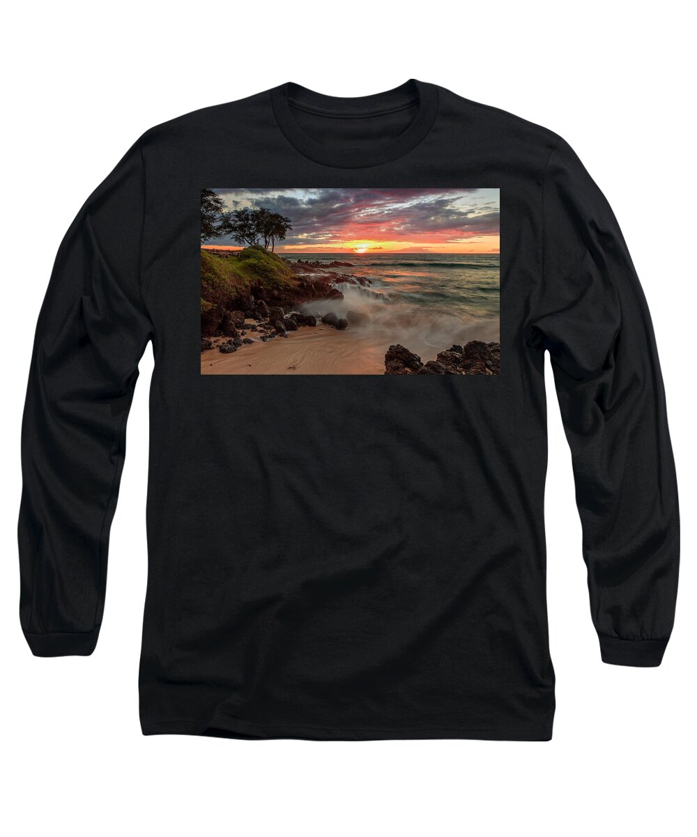 Beach Long Sleeve T-Shirt featuring the photograph Maluaka Beach Sunset by Susan Rissi Tregoning