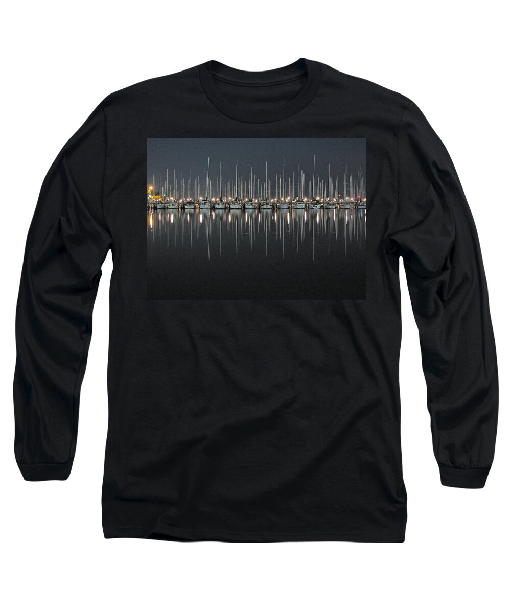 Night Long Sleeve T-Shirt featuring the photograph Marina at Night by Farol Tomson