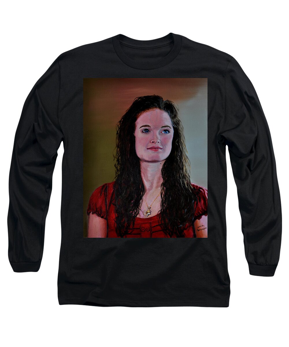 Woman Long Sleeve T-Shirt featuring the painting Megan at Eighteen by Stan Hamilton