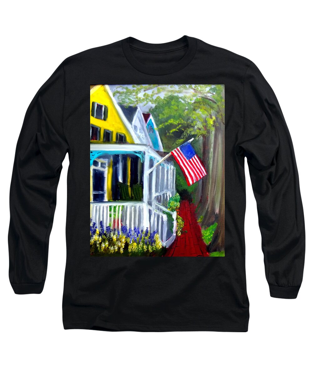 Flag Long Sleeve T-Shirt featuring the painting Memorial Day by Katy Hawk