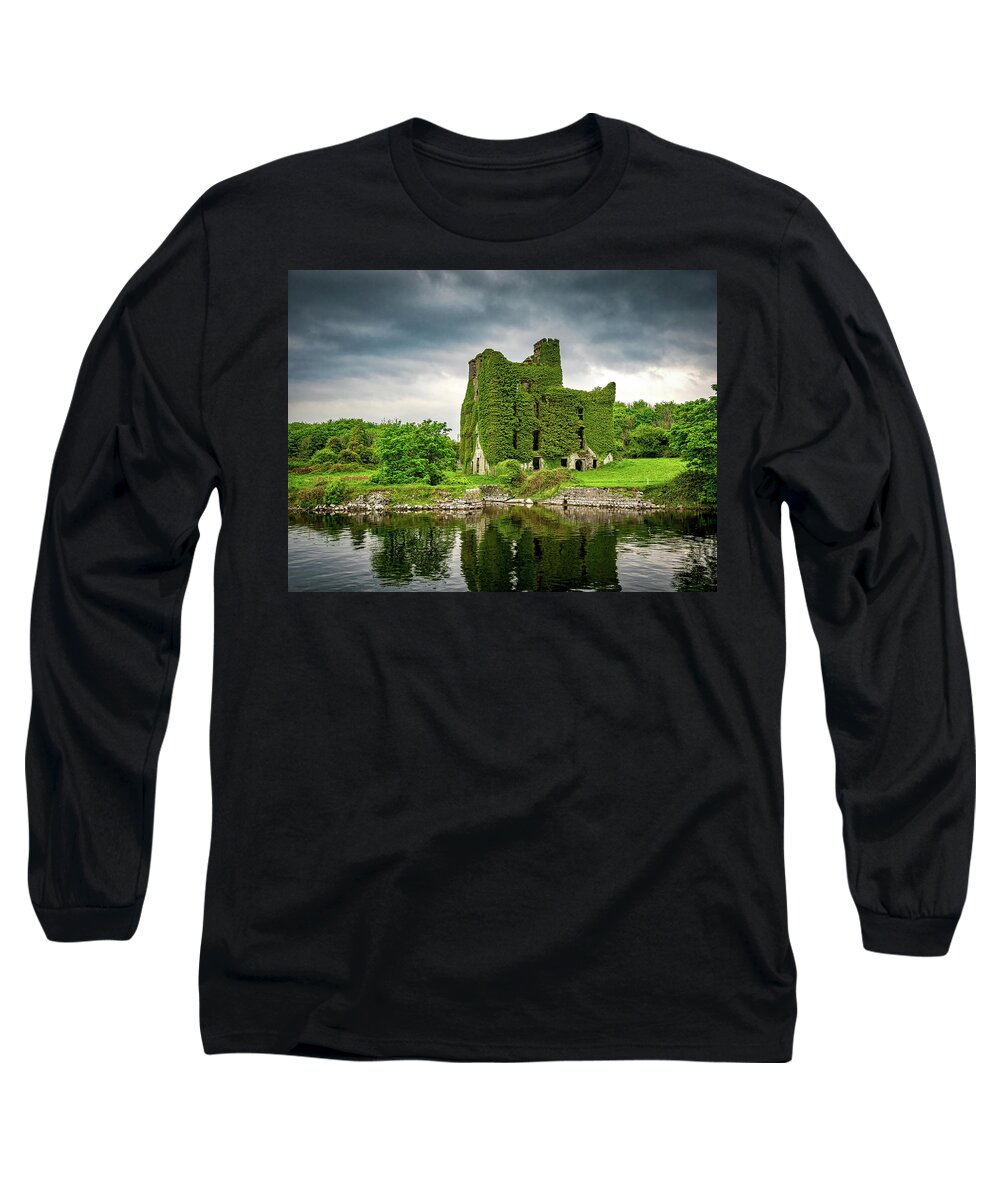 Corrib River Long Sleeve T-Shirt featuring the photograph Menlo Castle by Mark Llewellyn
