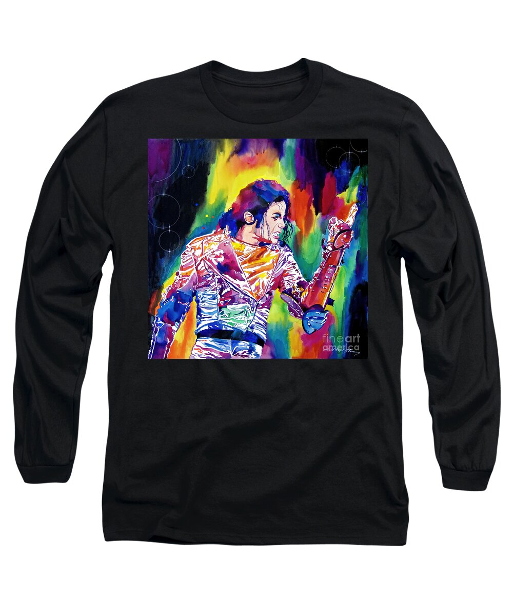 Michael Jackson Long Sleeve T-Shirt featuring the painting Michael Jackson Showstopper by David Lloyd Glover