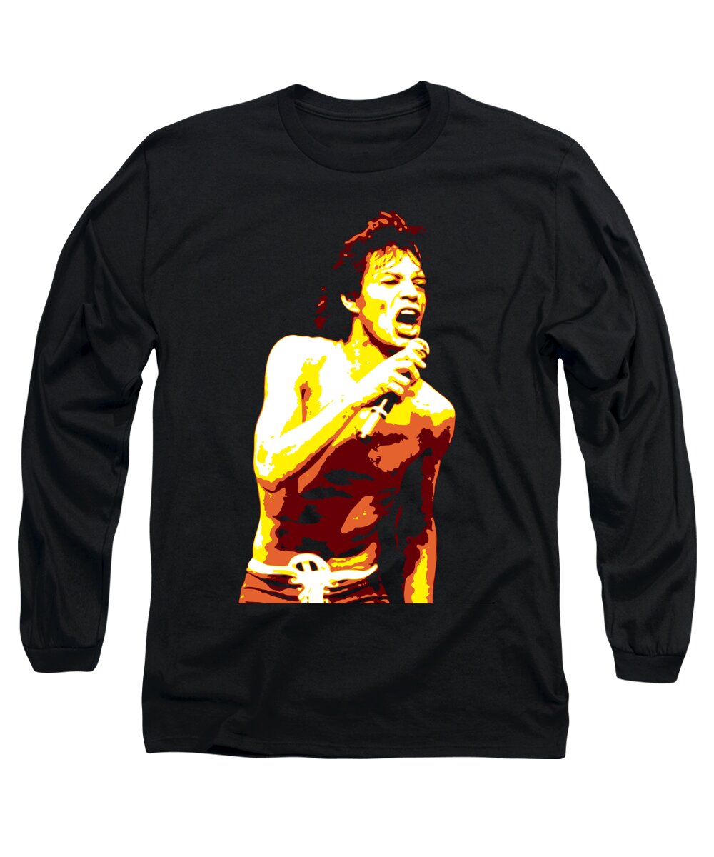 Mick Jagger Long Sleeve T-Shirt featuring the digital art Mick Jagger by DB Artist