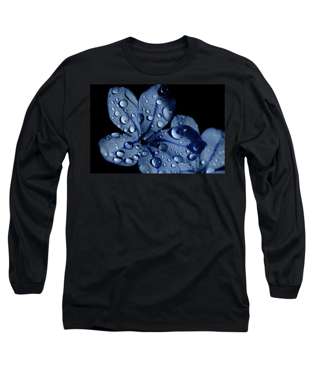 Blue Long Sleeve T-Shirt featuring the photograph Midnight Dew by Donna Blackhall