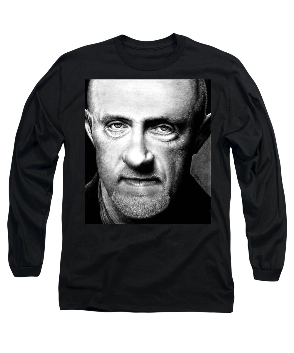 Jonathan Banks Long Sleeve T-Shirt featuring the drawing Mike Ehrmantraut by Rick Fortson