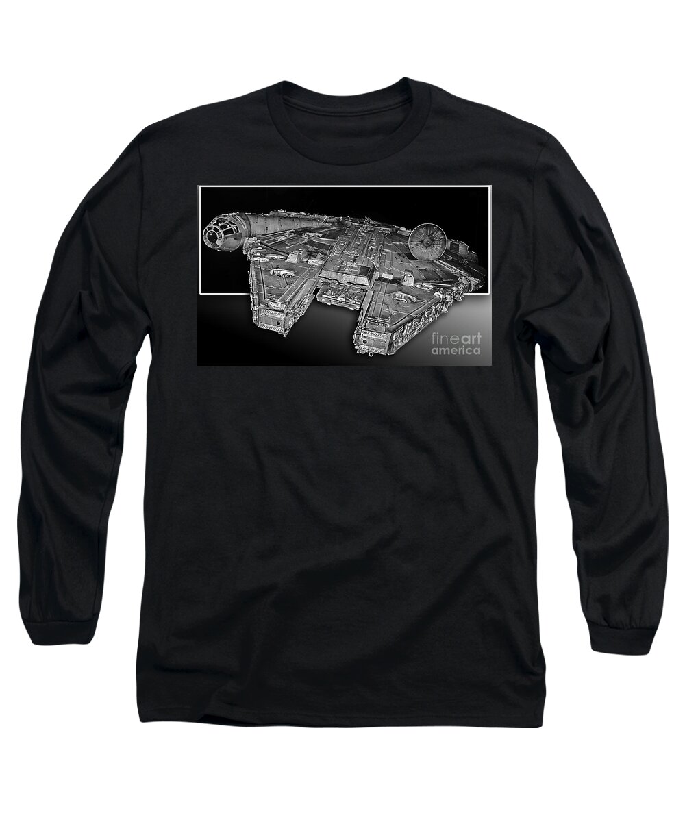 Millennium Long Sleeve T-Shirt featuring the photograph Millennium Falcon Attack by Kevin Fortier