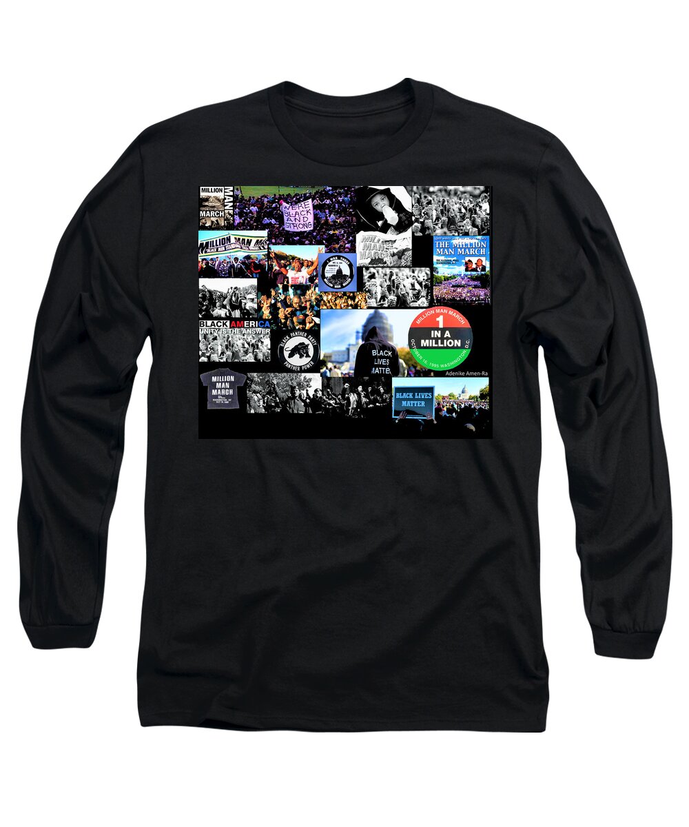 Million Man March Long Sleeve T-Shirt featuring the digital art Million Man March Montage by Adenike AmenRa