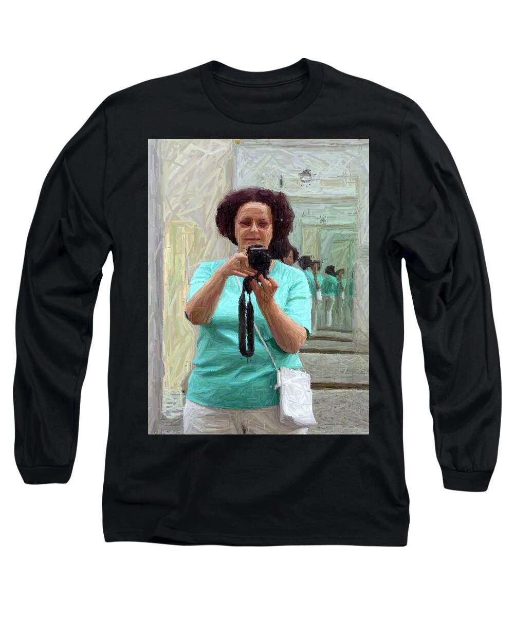 Portrait Long Sleeve T-Shirt featuring the photograph Mirrored Self-portrait by Valerie Ornstein
