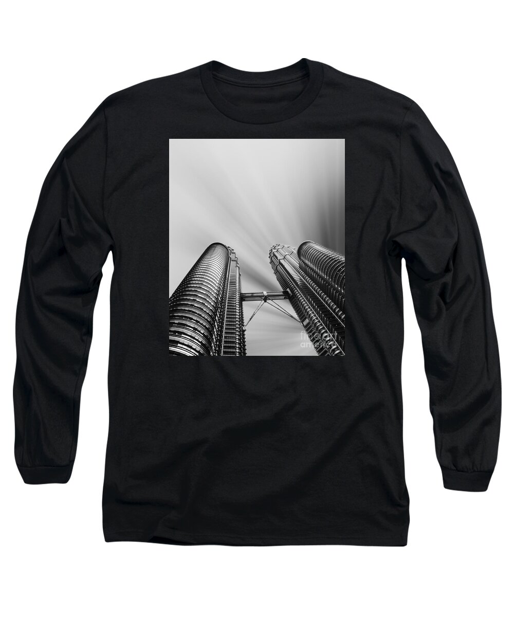 Skyscraper Long Sleeve T-Shirt featuring the photograph Modern skyscraper black and white by Stefano Senise