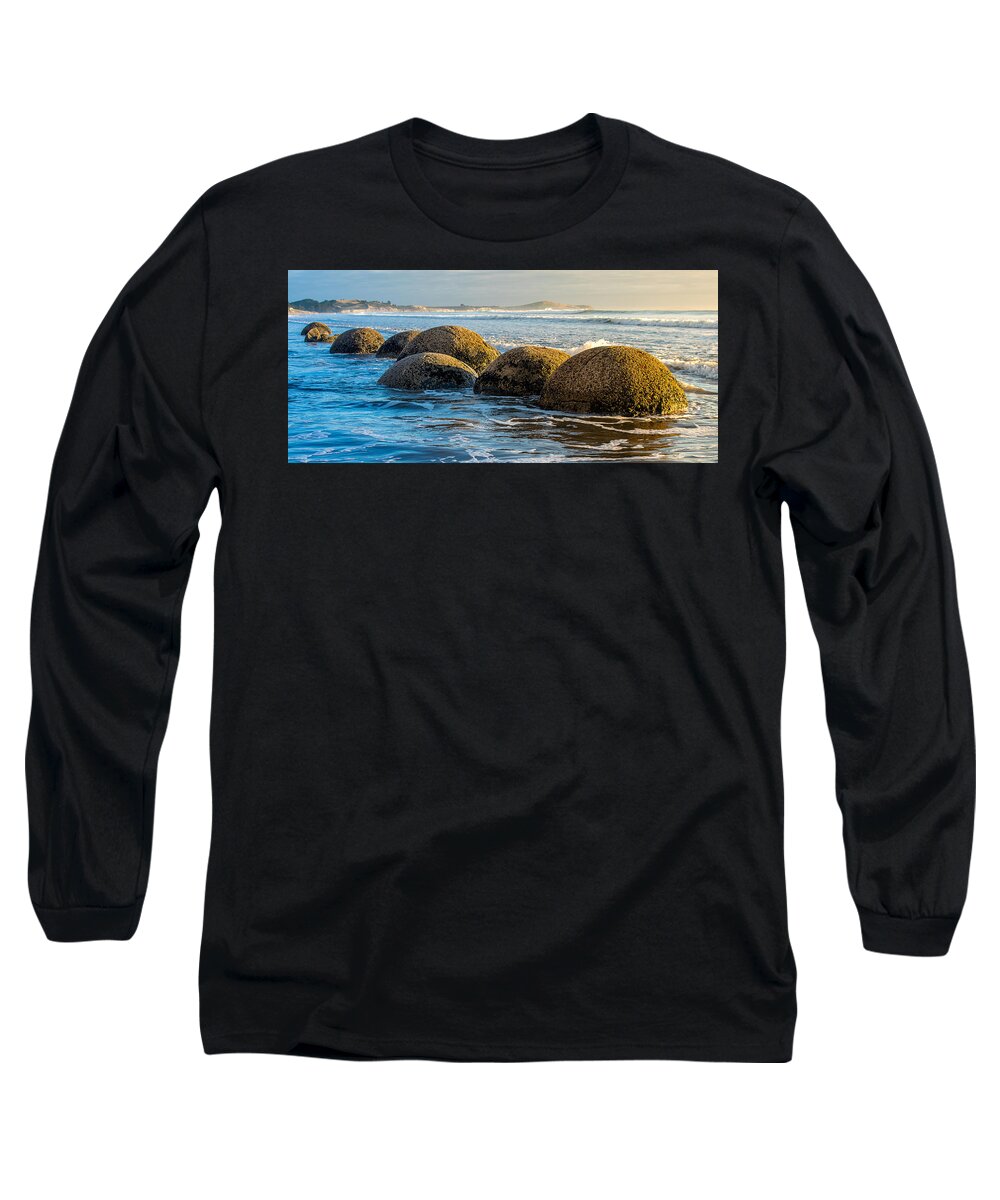 Moeraki Long Sleeve T-Shirt featuring the photograph Moeraki Boulders by Martin Capek