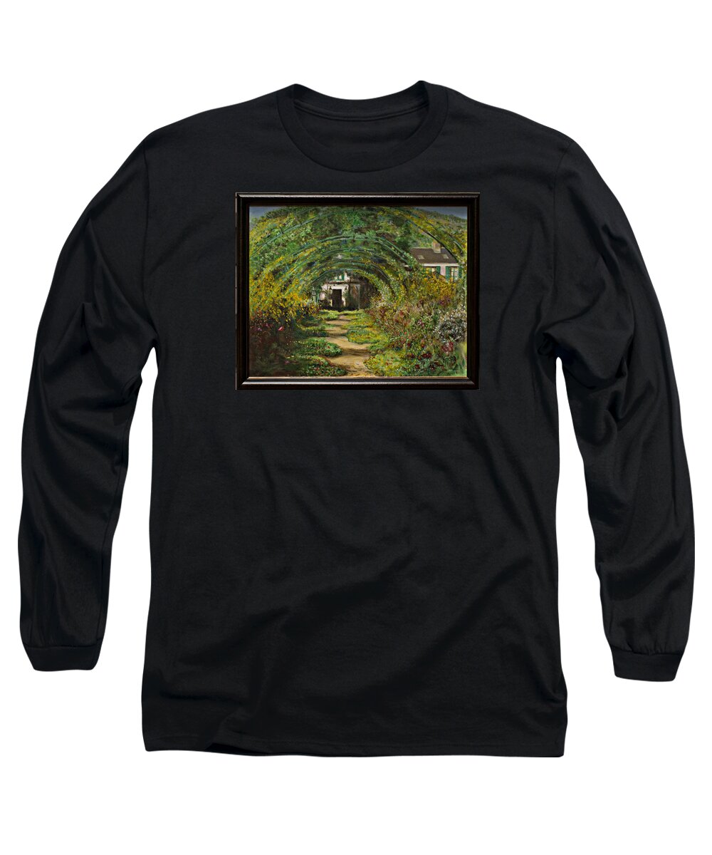 Flowers Long Sleeve T-Shirt featuring the painting Monet's Garden Madness by Kathy Knopp